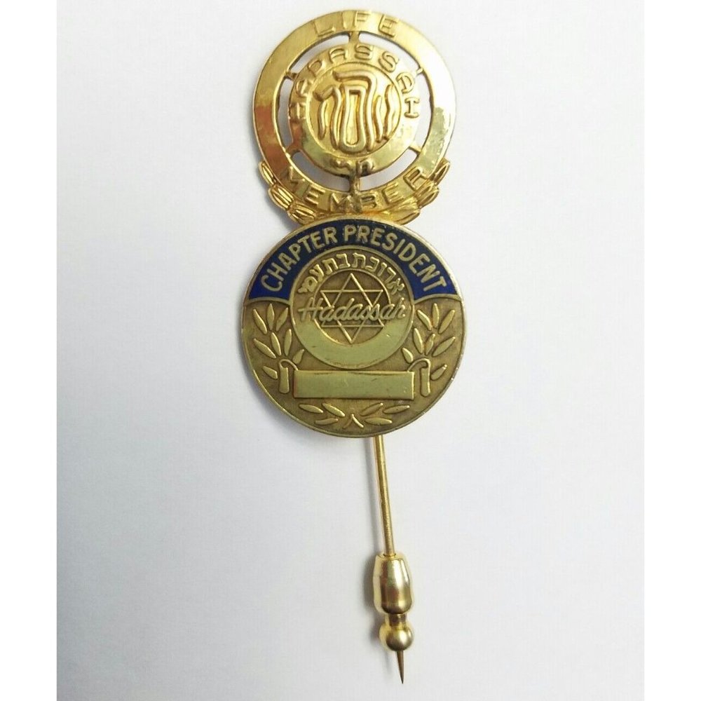Vintage HADASSAH Life Member Gold-filled Hat Pin Jewish Chapter President RARE‎
